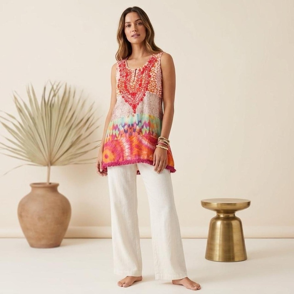 Ruby Yaya Embroidered Patchwork Boho Tunic Top - … - image 1